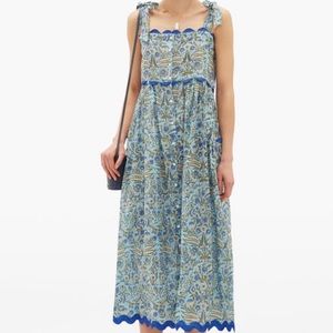 Juliet Dunn - Floral cotton midi shoulder tie dress